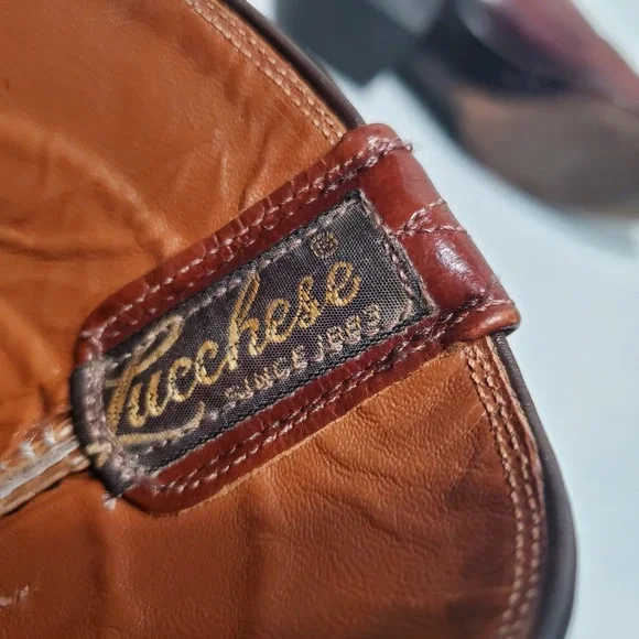 LUCCHESE Brown Leather BART Embroidered Western Cowboy Boots Mens 8.5 D - Picture 3 of 8